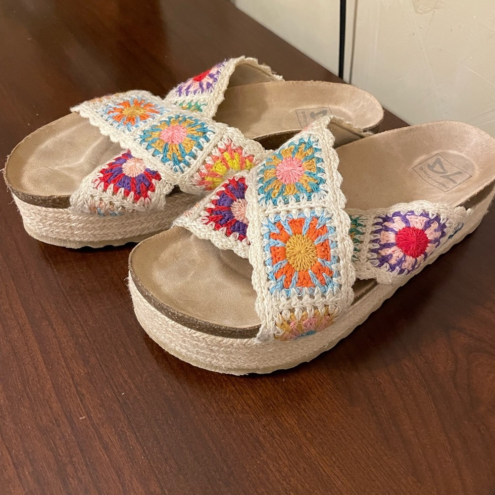 Colorful Crochet Platform Sandals